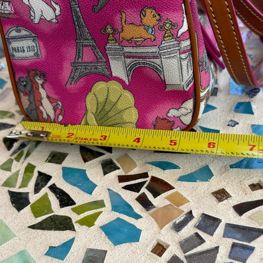 Dooney & Bourke Hot Pink Paris Cats Satchel with Tan Trim - Picture 8 of 9